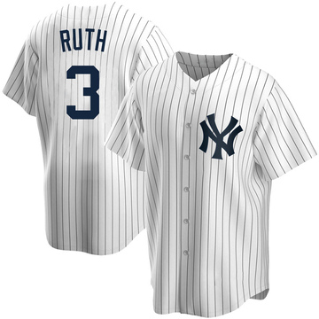 Babe Ruth #3 White Cool Base Jersey - New York Yankees - Scesy