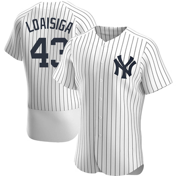 Jonathan Loaisiga New York Yankees Player-Worn #42 White Pinstripe Jersey  vs. Minnesota Twins on April 15, 2023