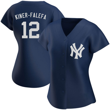 Women's Isiah Kiner-Falefa Name and Number Banner Wave V-Neck T-Shirt -  Navy - Tshirtsedge